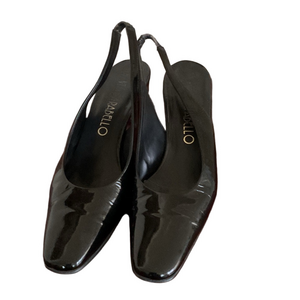 Stylish Black Patent Slingback Heels